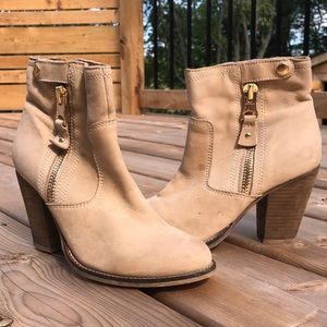 Aldo Tan Ankle Boots with Gold Zipper